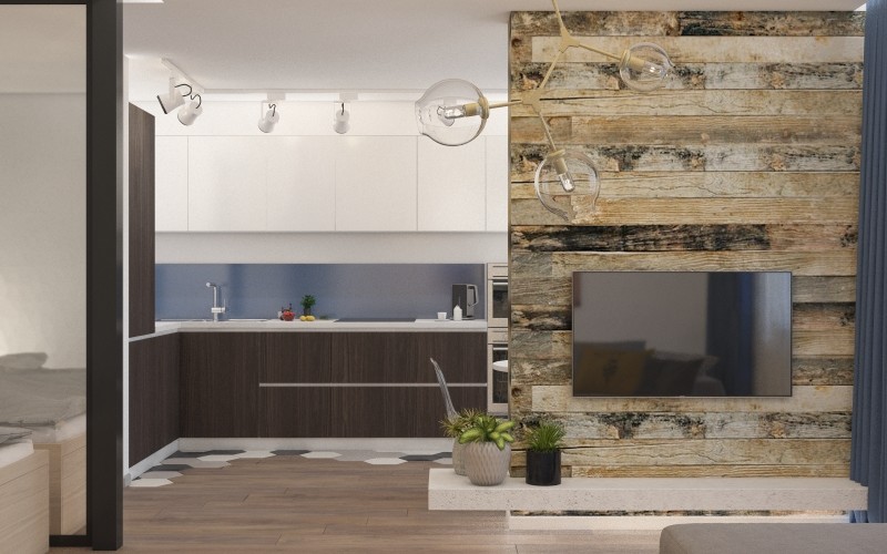 Дизайн квартиры студии 44 квадратных метра