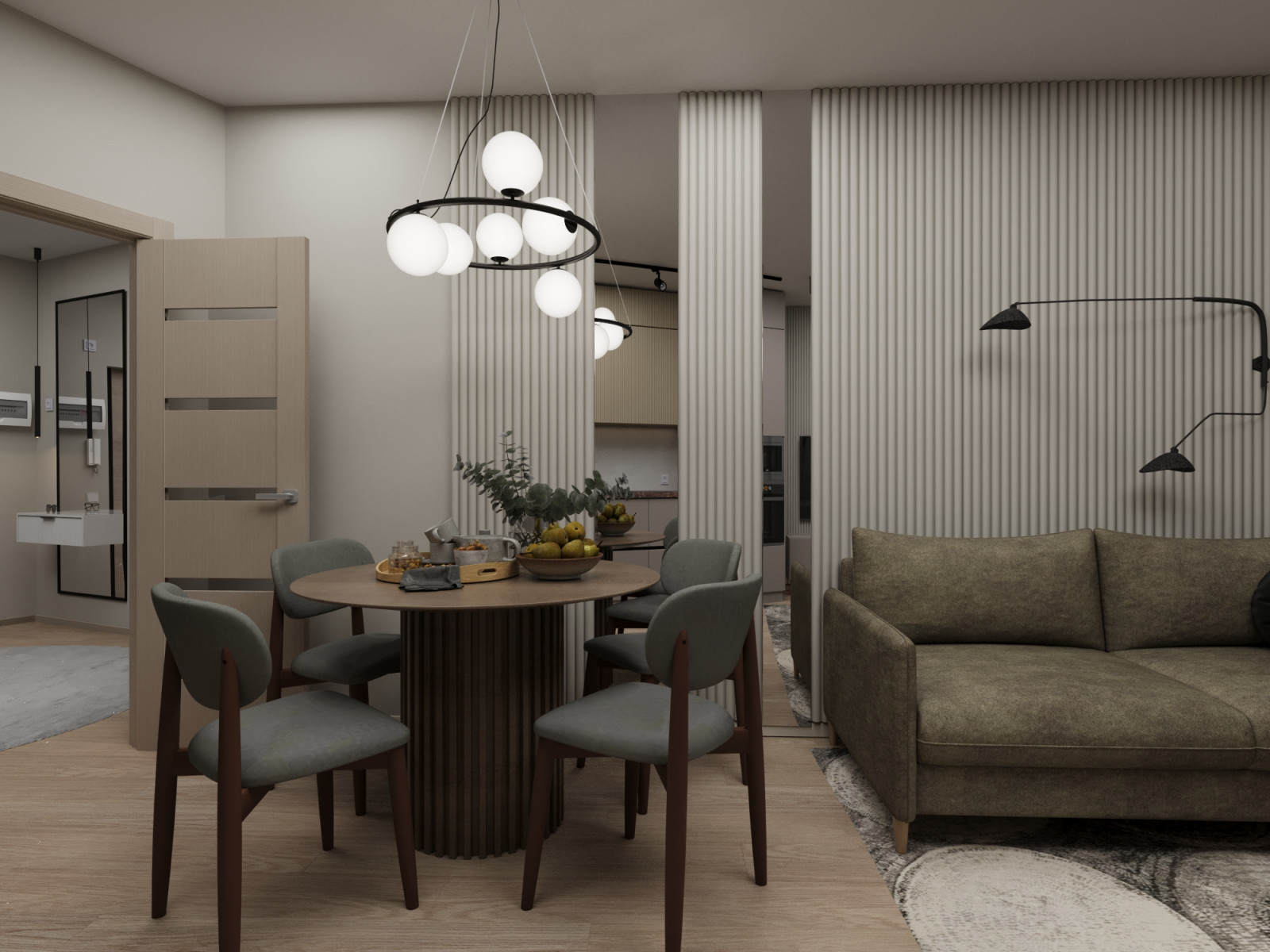 Визуализация дизайн проекта квартиры для студента