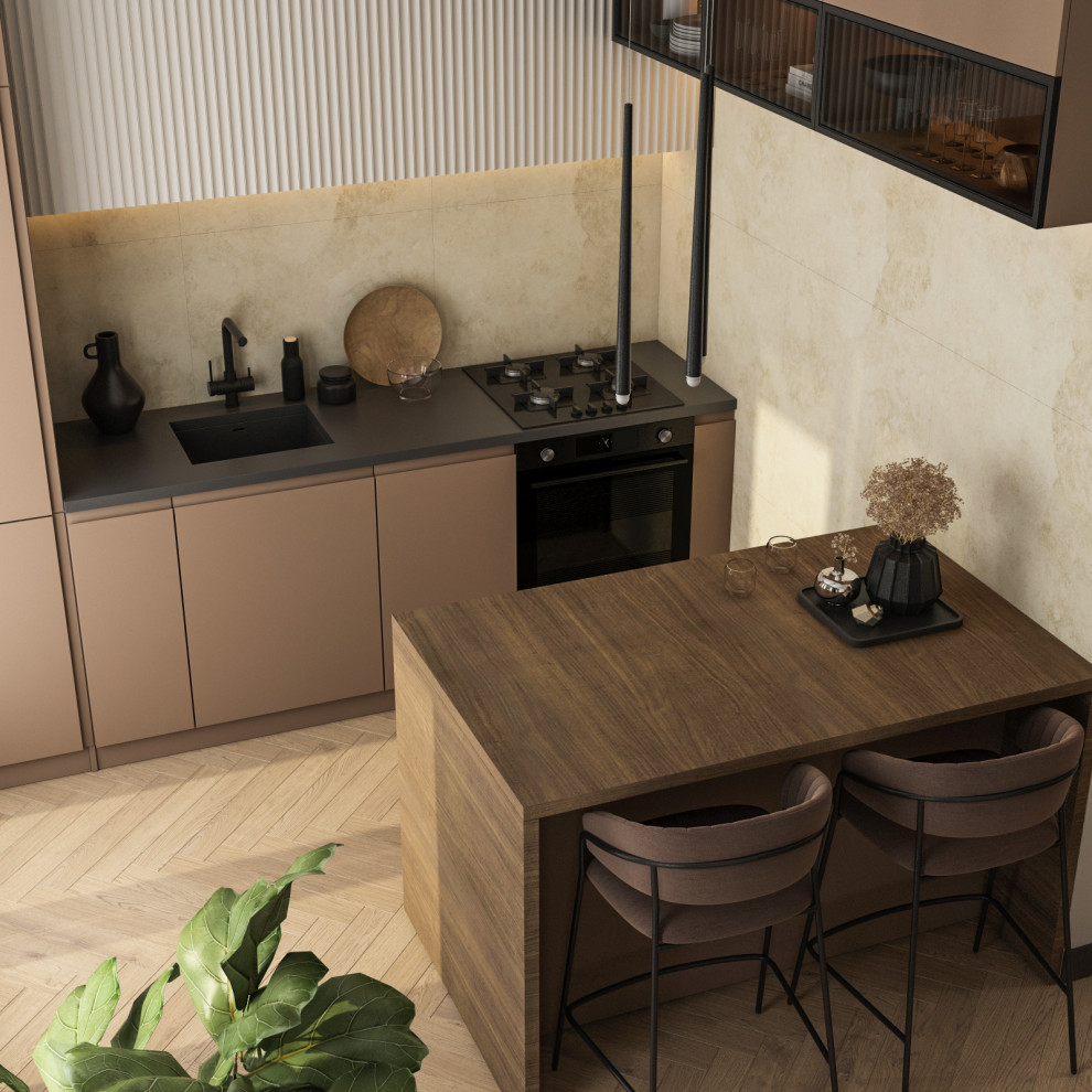 Гостиная и кухня в таунхаусе (Москва)