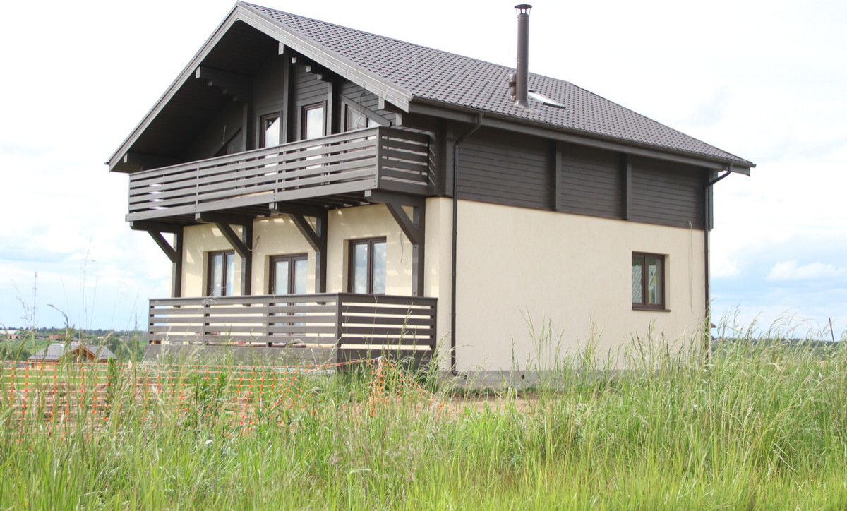 Дом по комбинированной технологии (камень + клееный брус) 225 метров (КД-225)