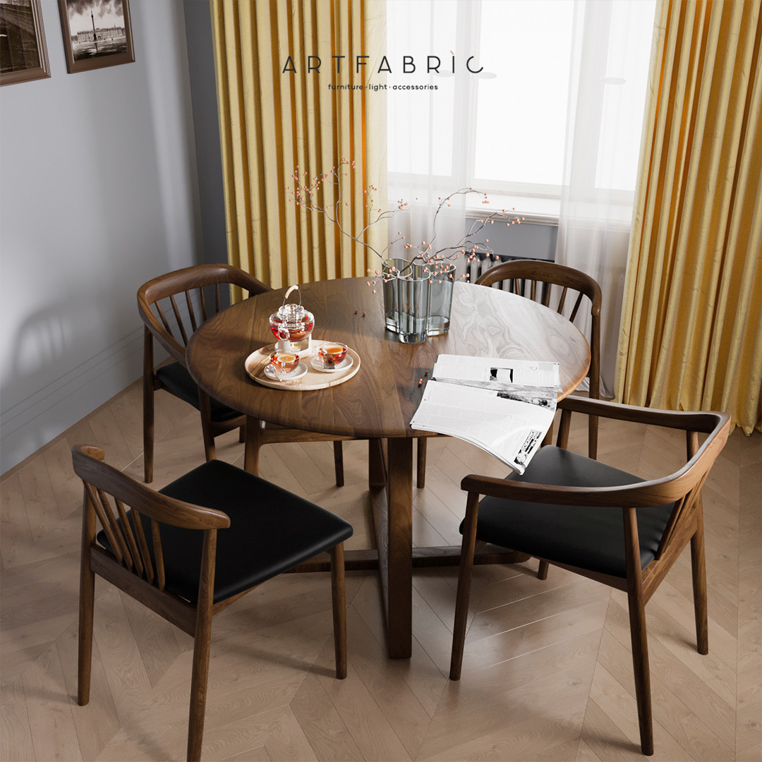 Обложка проекта: Светлая столовая с дизайнерской мебелью Artfabric