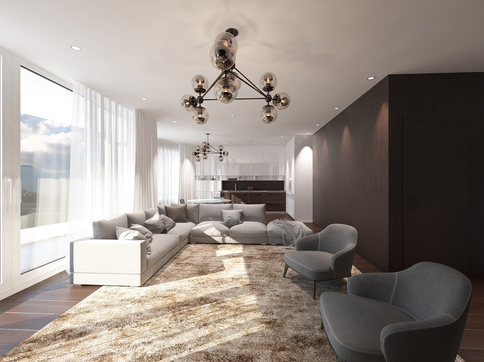 The apartment is in a modern style