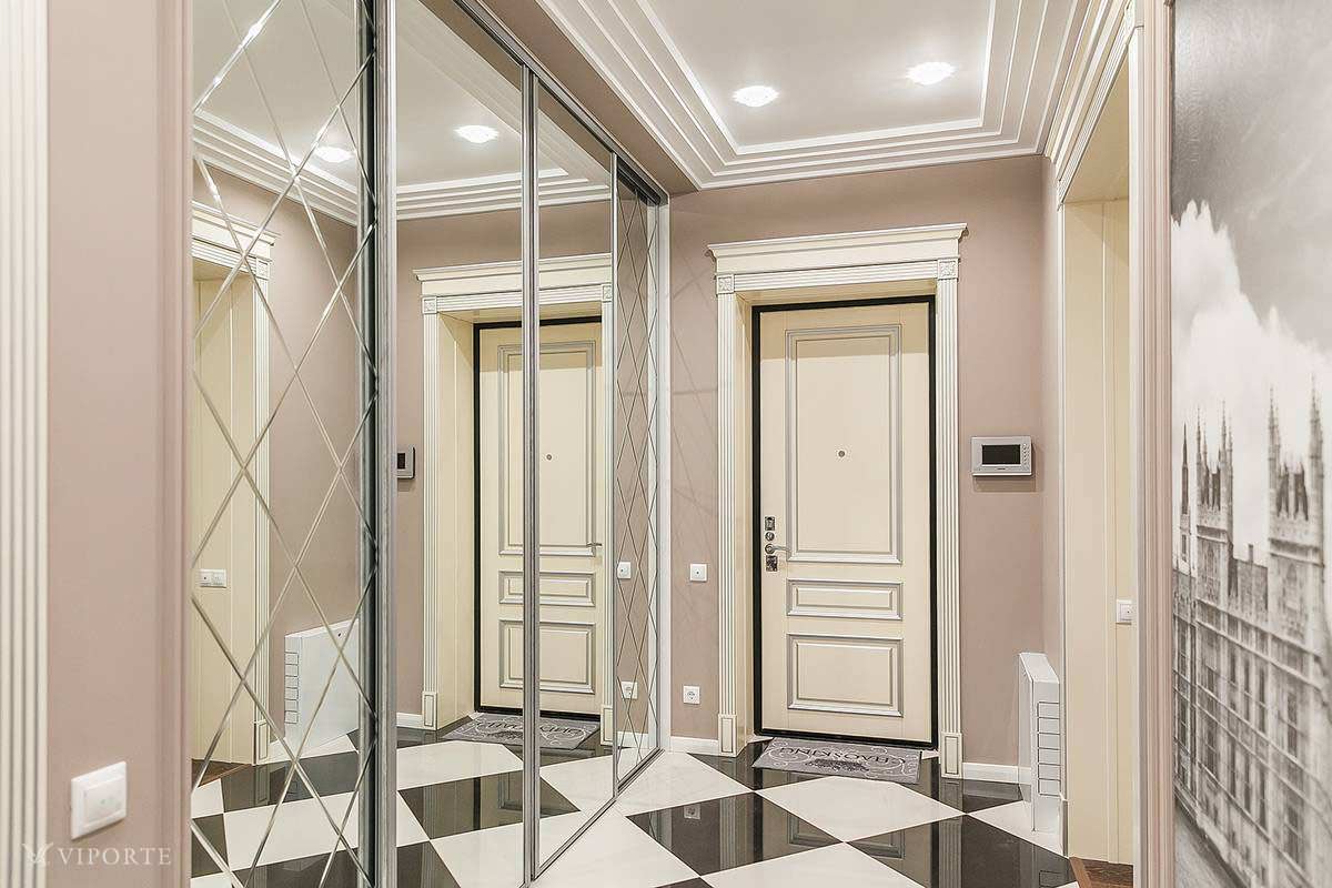 Дверь из массива бука Рим в интерьере "В тауповых тонах"