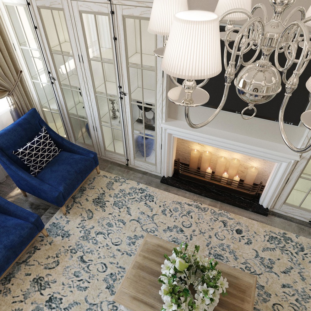 Неоклассический интерьер трехкомнатной квартиры для ЖК Покровский