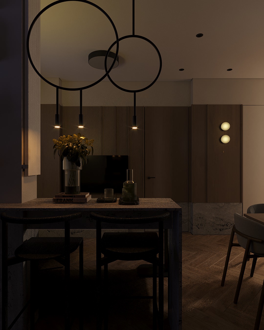 Травертин и дерево