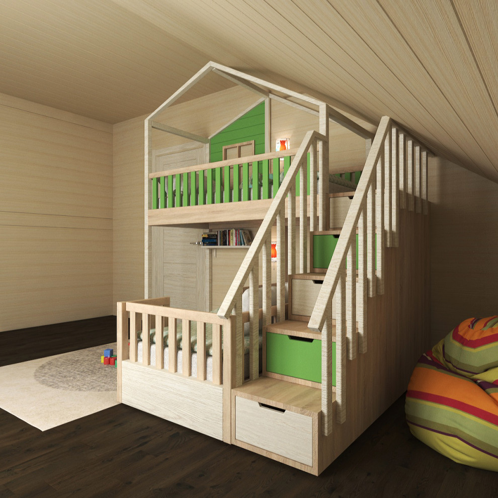 Кровать-домик в скандинавском стиле для детской спальни