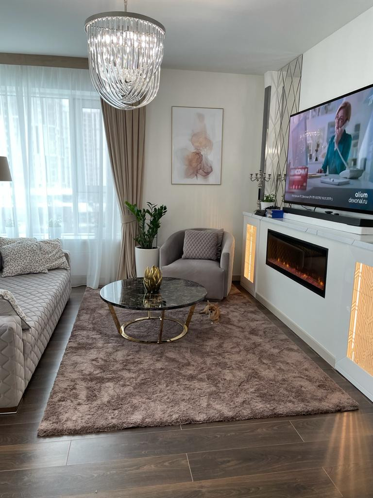 Фото готового интерьера кухни-гостиной ЖК Ботанический сад г. Москва