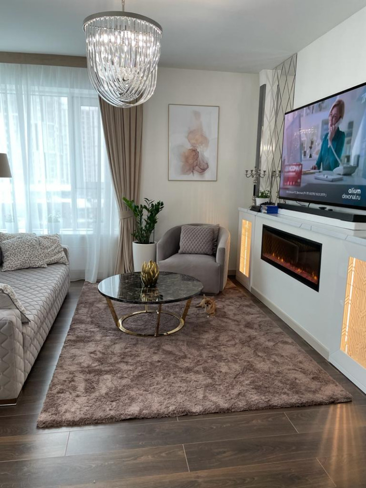 Фото готового интерьера кухни-гостиной ЖК Ботанический сад г. Москва