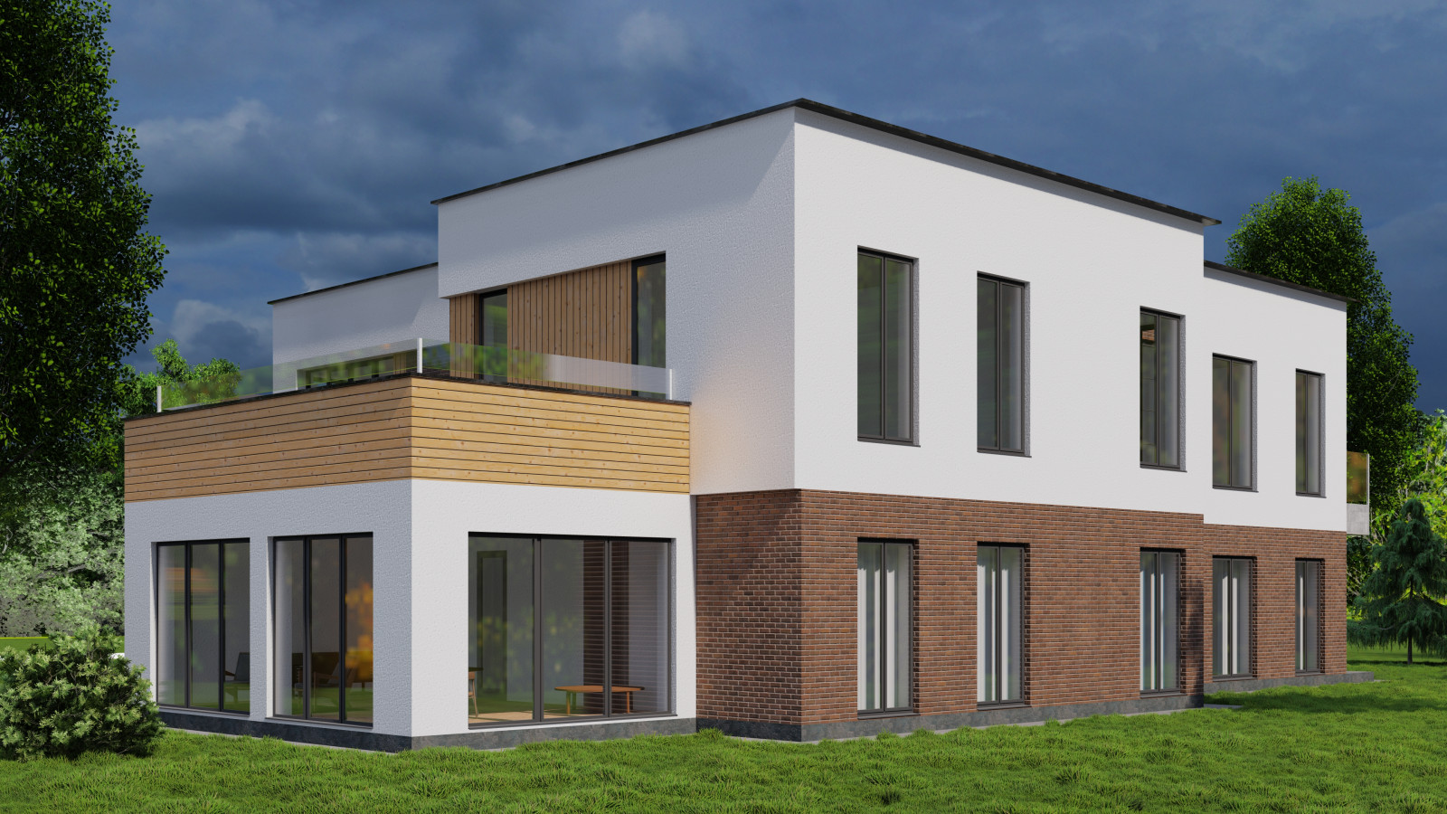 Двухэтажный дом со вторым светом и гаражом