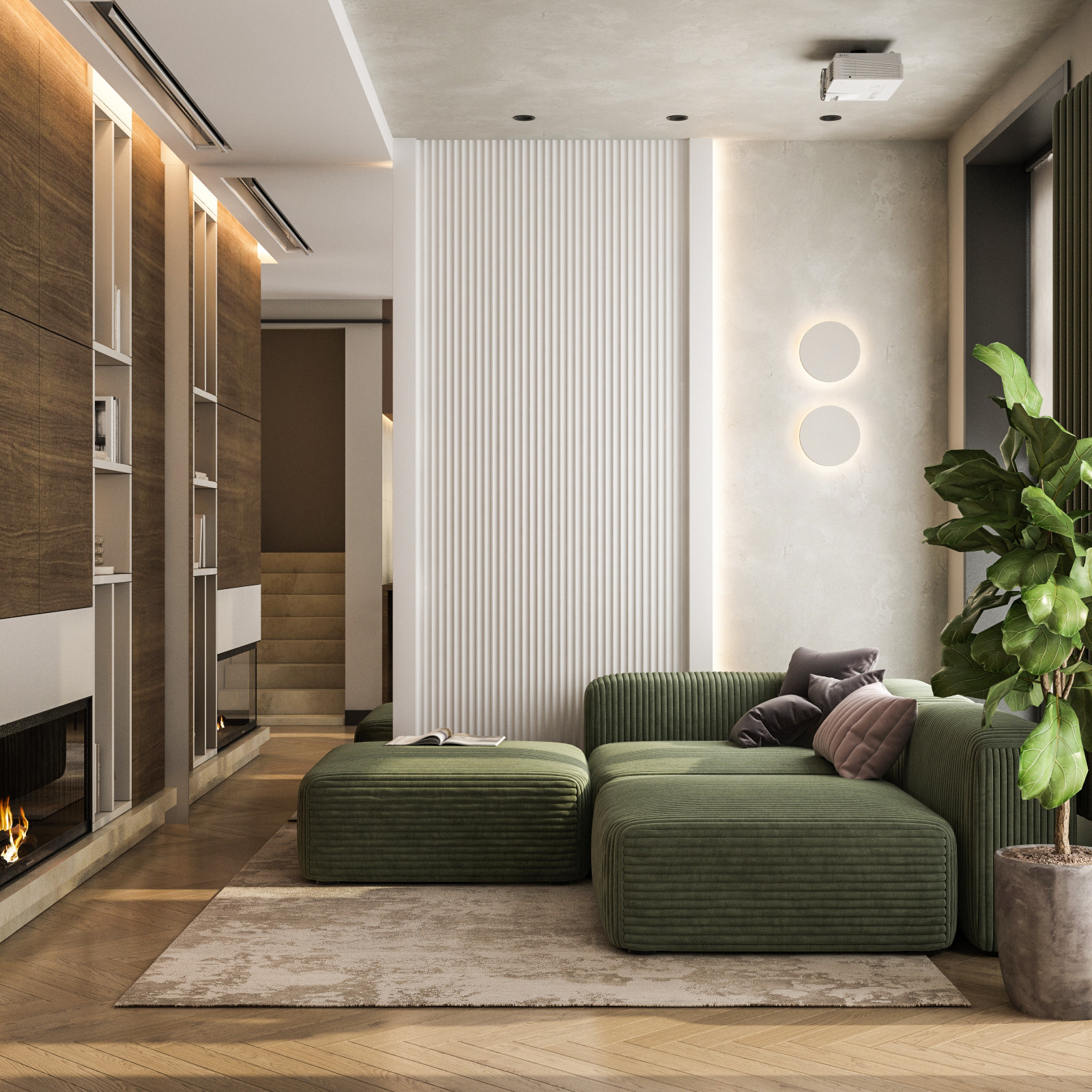 Гостиная и кухня в таунхаусе (Москва)