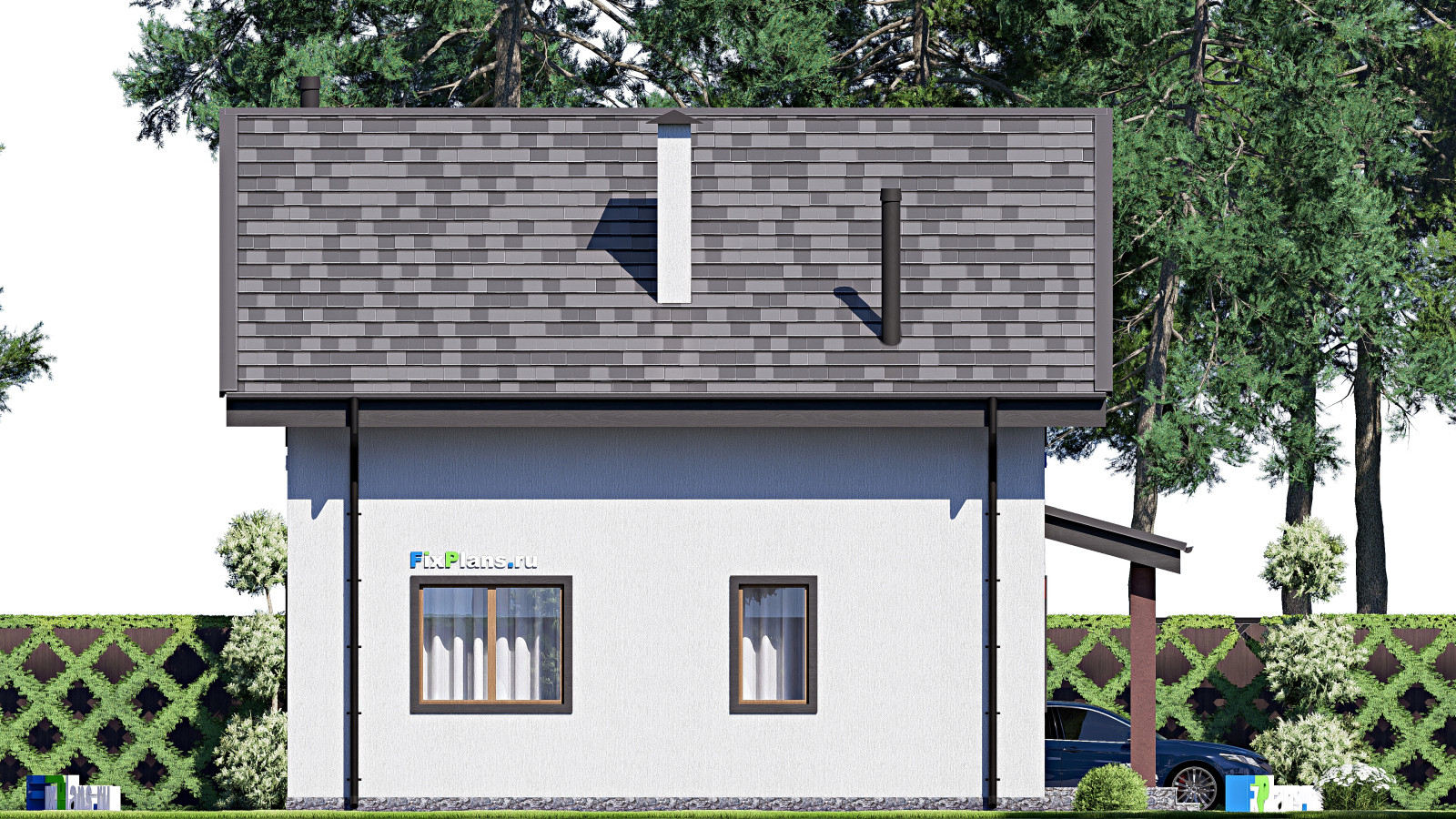 Проект дома с мансардой 10х10 м S128м2 F-18098