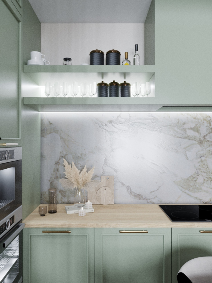 Обложка проекта: Дизайн кухни-гостиной в оливковом цвете