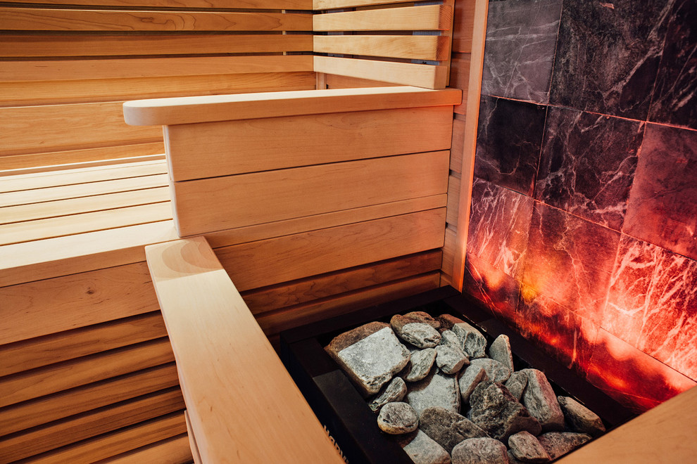 Дизайн оформления печи в сауне.