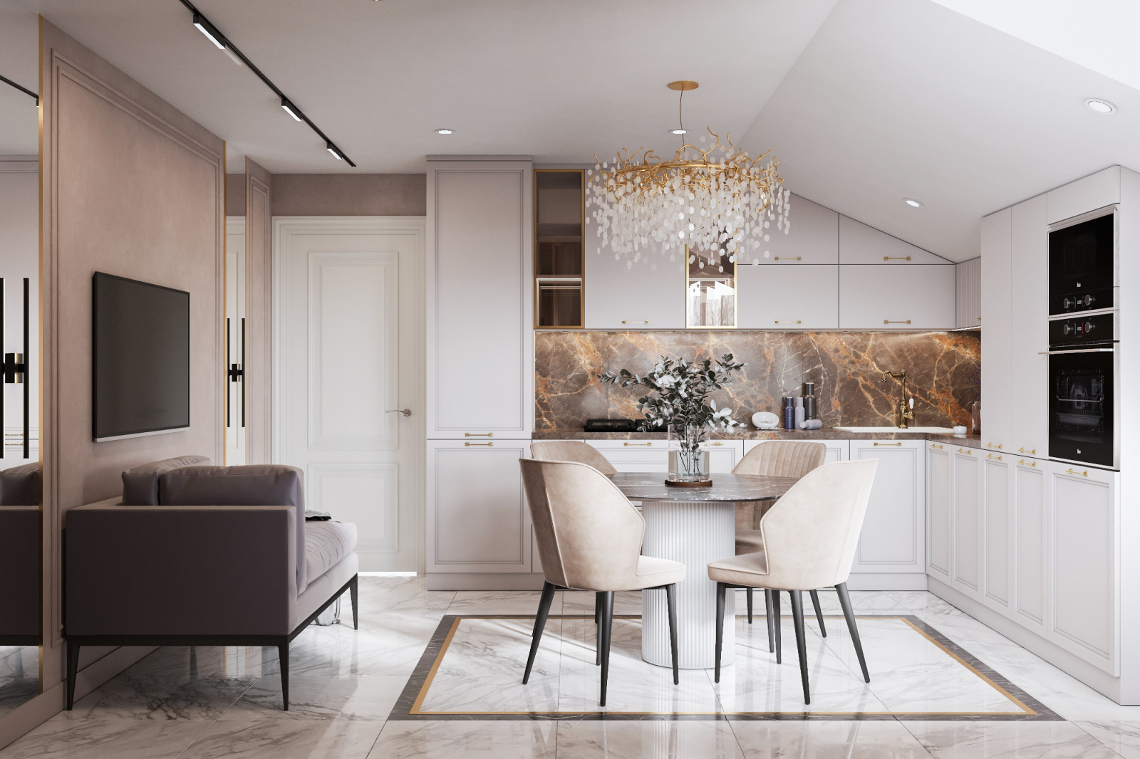 Дизайн-проект Мансарда, Неоклассика