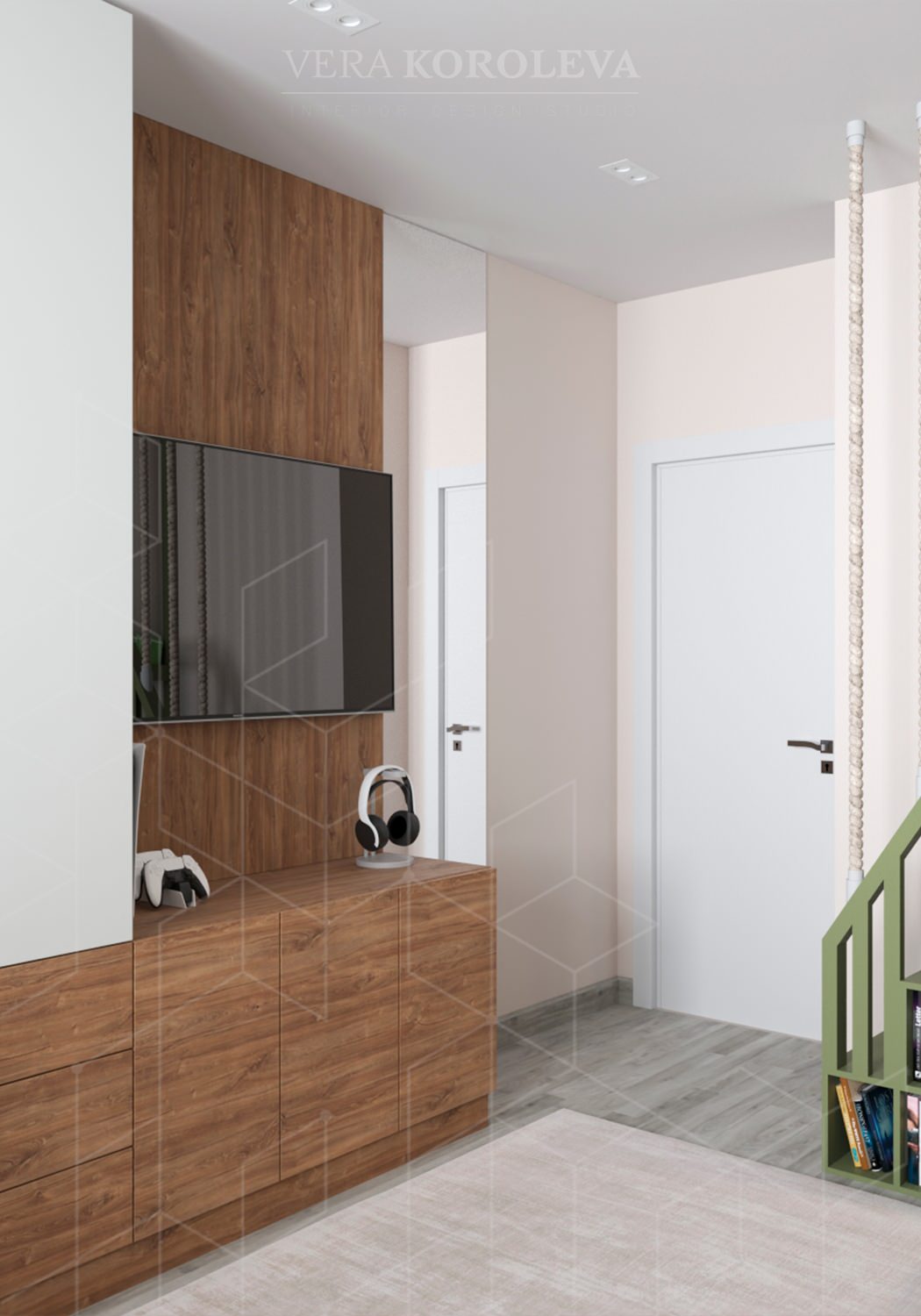 Дизайн-проект двухкомнатной  квартиры для семьи с детьми в ЖК "Модум"