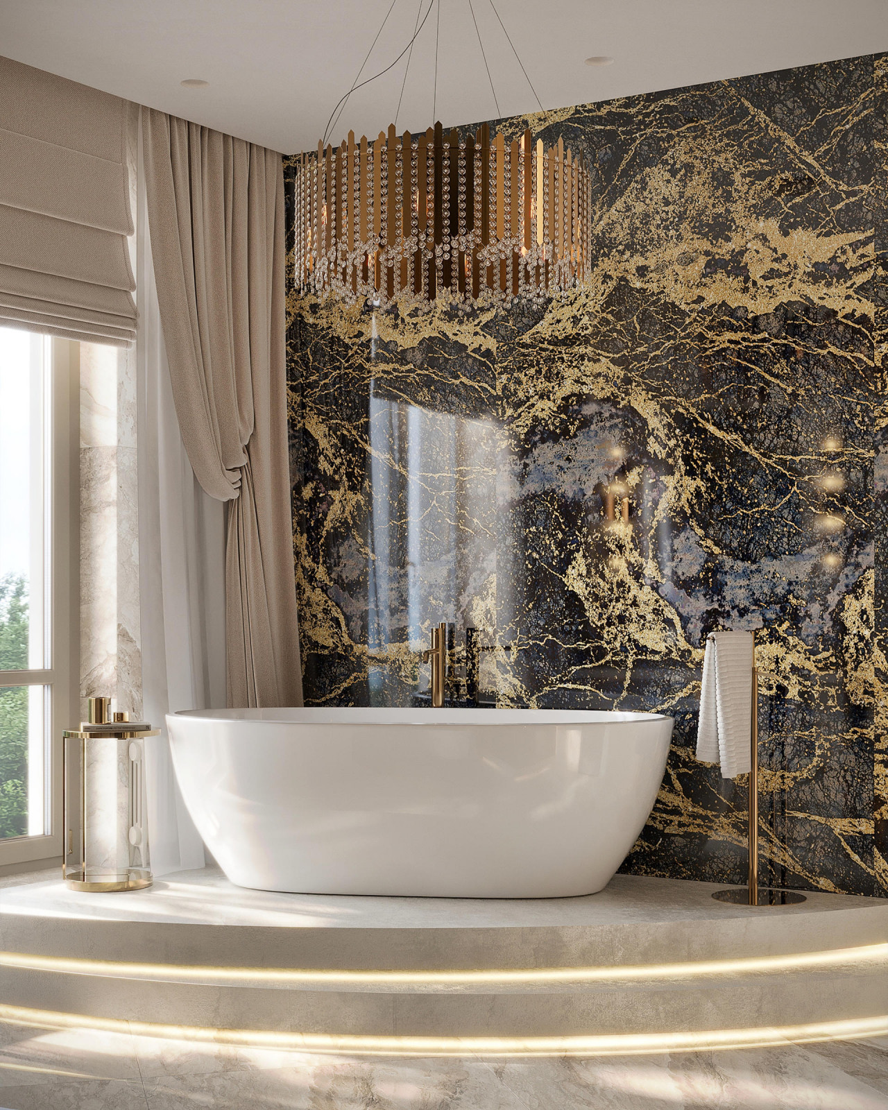 Роскошный дизайн квартиры в стиле современная классика в ЖК "Квартал Лахта парк"