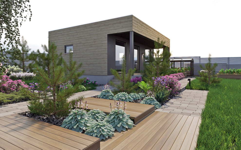 Ландшафтная архитектура участка частного жилого дома в п. Емельяновская горка