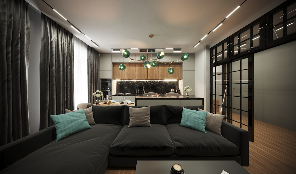 Кухня гостиная в загородном доме