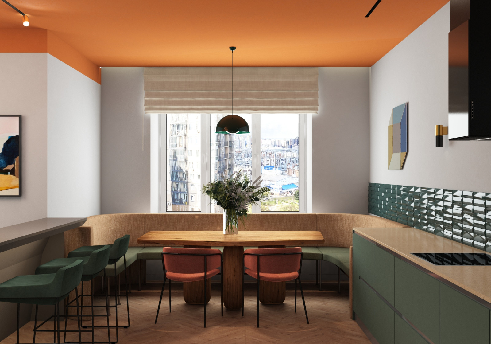 Яркий дизайн интерьера на взлётке