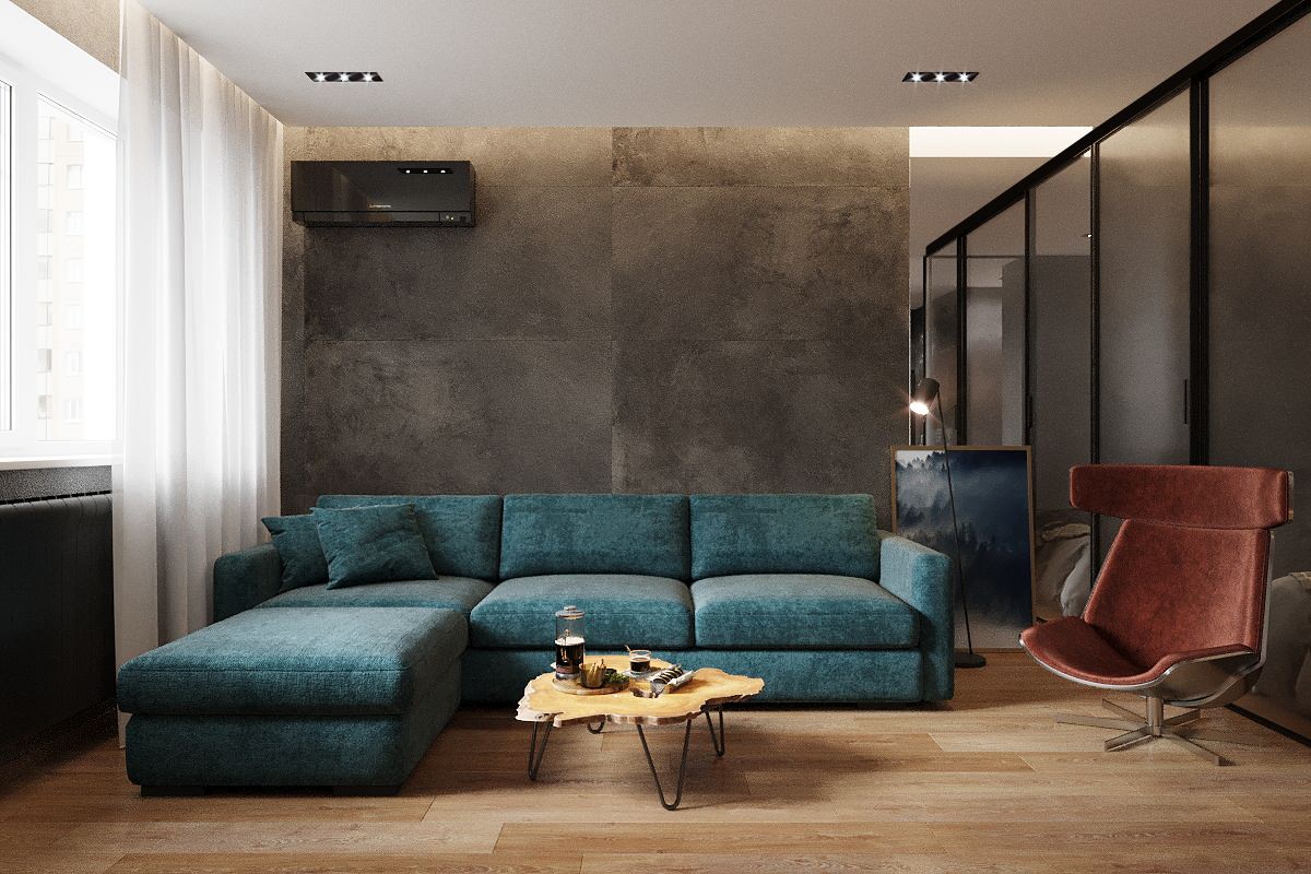 Студия лофт для молодого человека 55 кв.м.