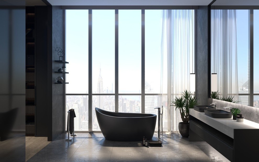 Emmanuelle 2 Черная Каменная Ванна от Viva Lusso