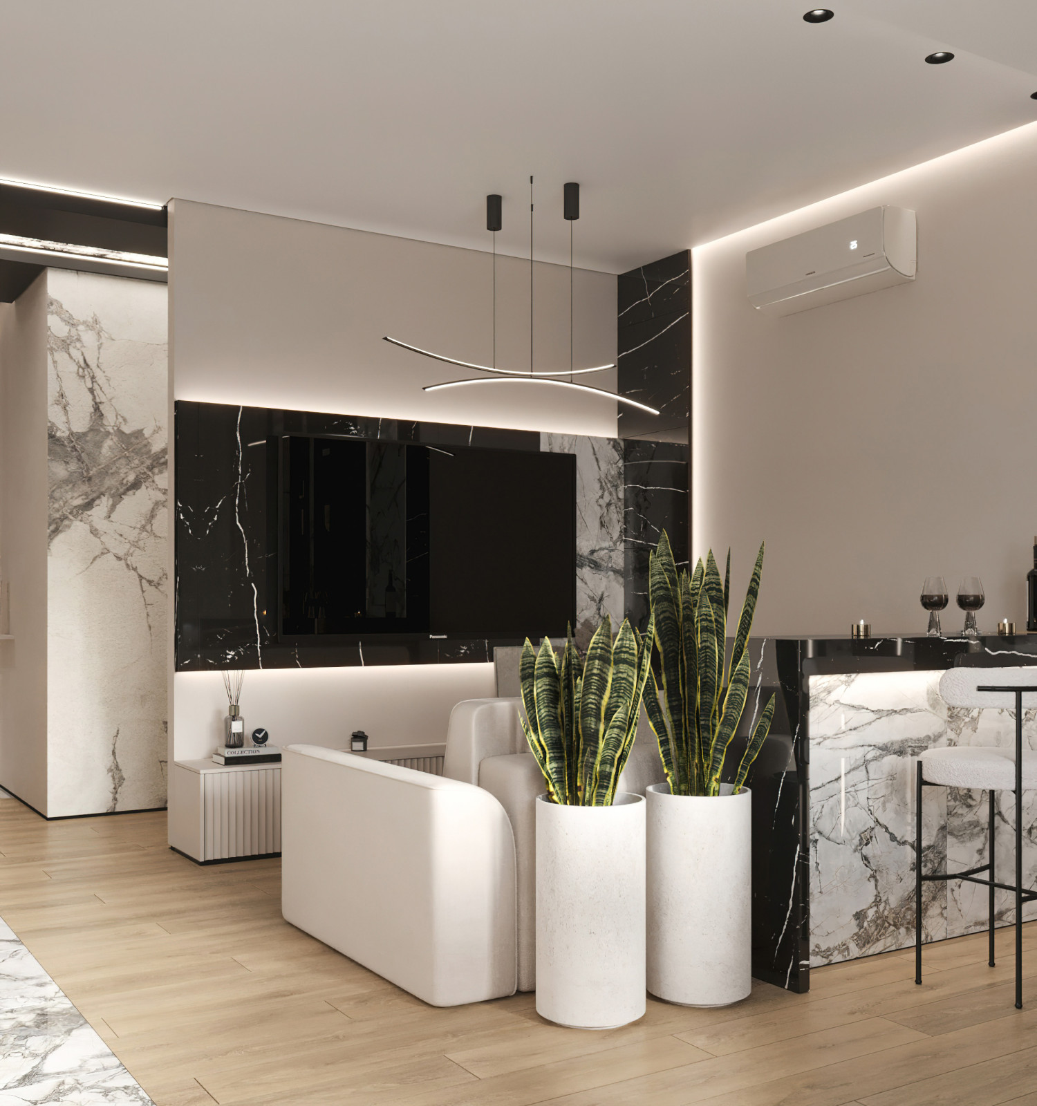 17. Marble 106м². Кухня-гостиная