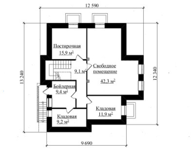 Двухэтажный жилой дом с гаражом и балконом