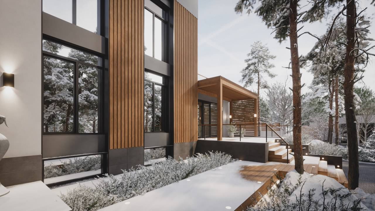 Реконструкция современного дома (зима)