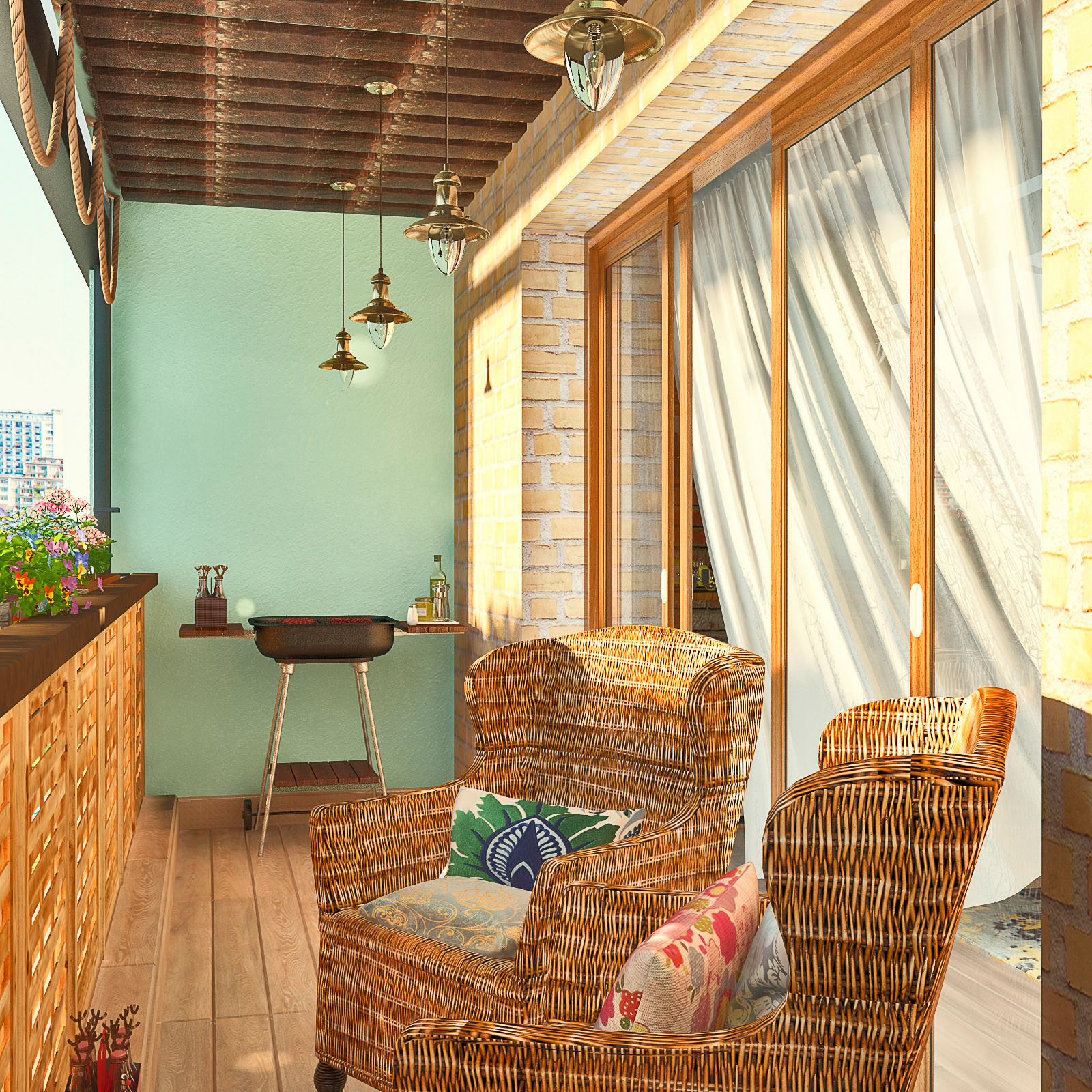 Интерьер трёхкомнатной квартиры. Лофт.