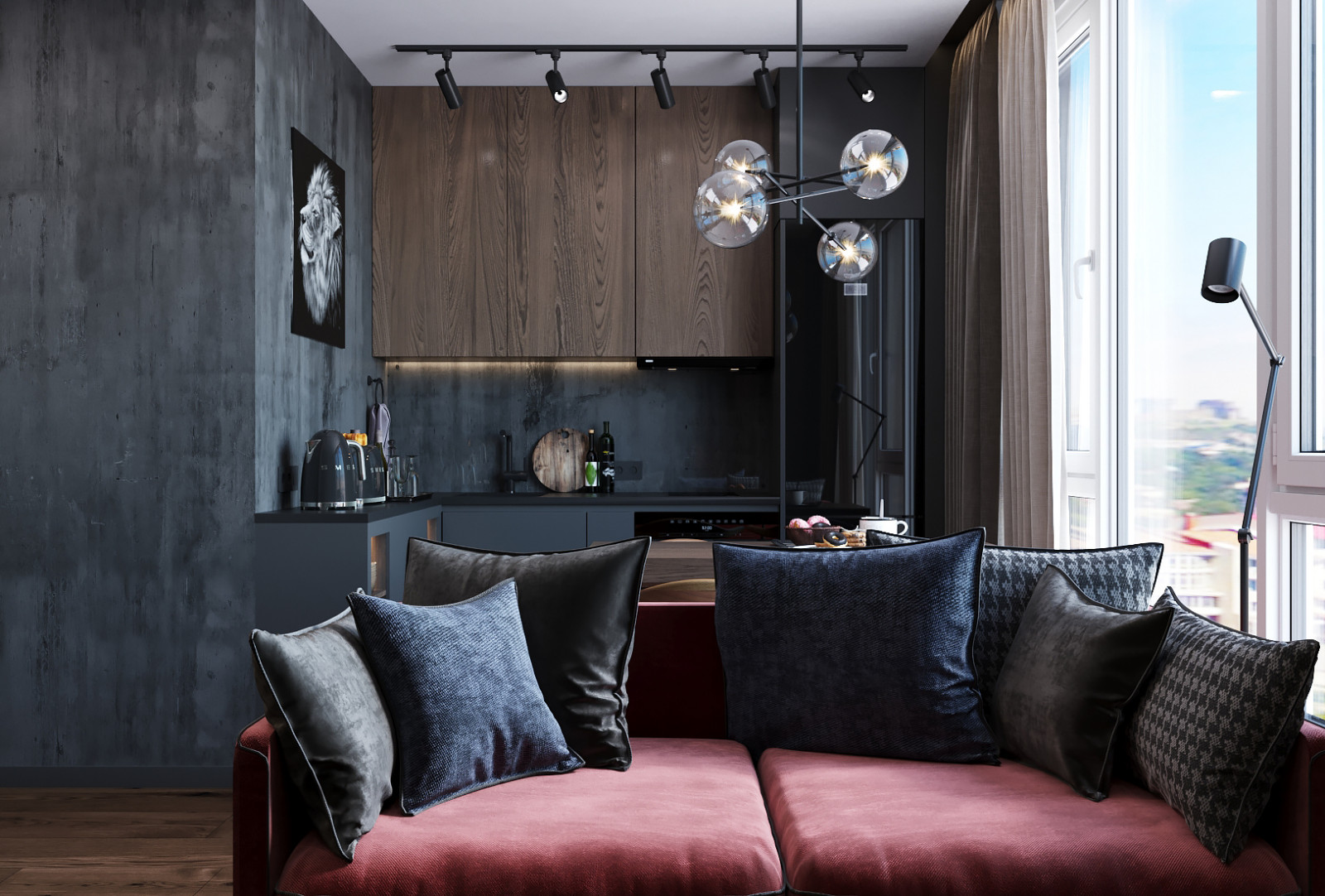 Обложка проекта: Квартира-студия в темных тонах