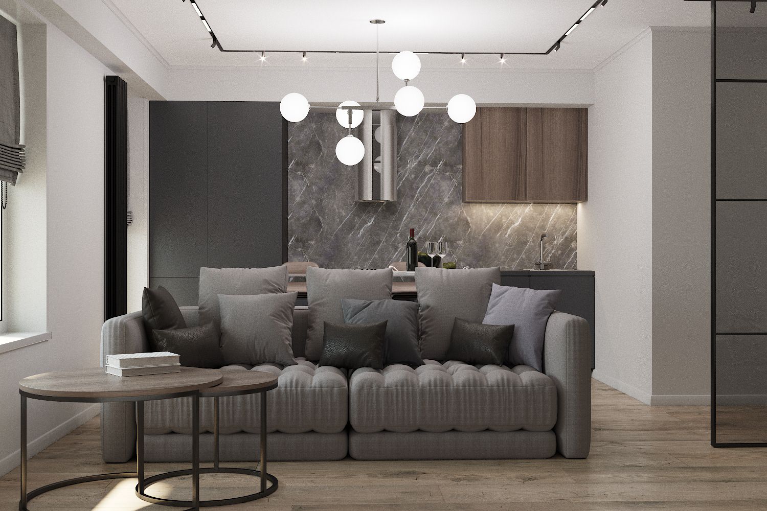 Обложка проекта: Интерьер гостиной совмещенной с кухней в современном стиле