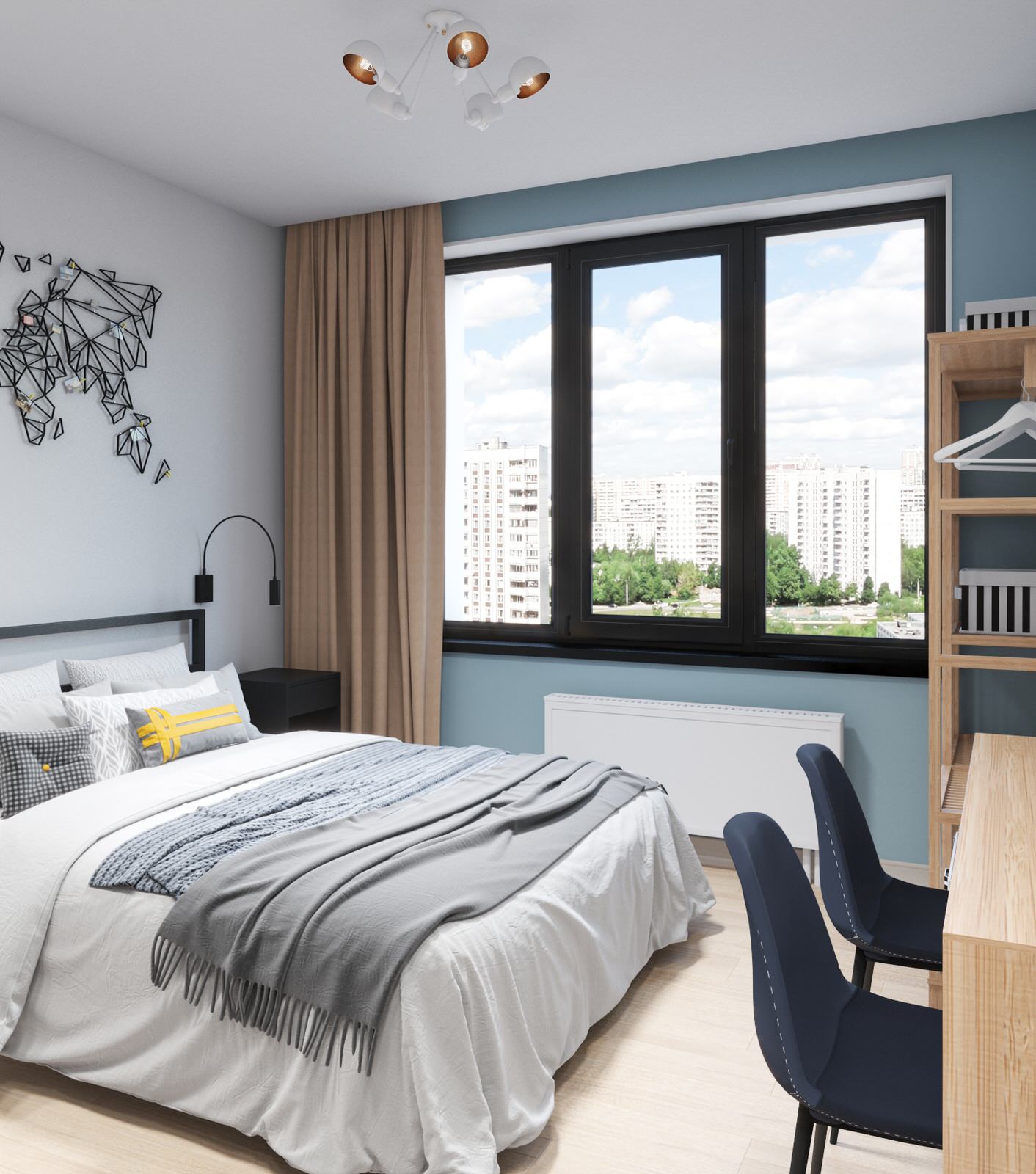 Студия для аренды с пятнистой плиткой