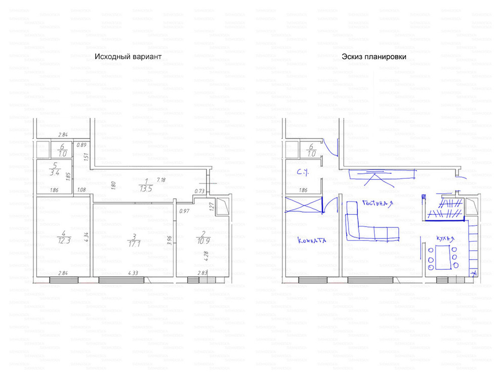 Идеи перепланировки для многокомнатных квартир