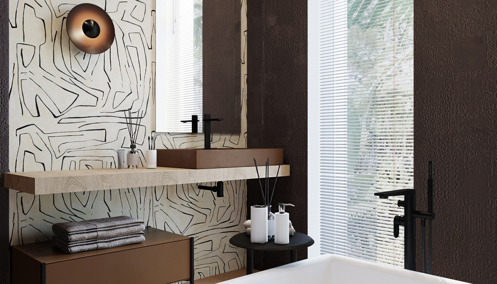 Дизайн ванной комнаты в загородном доме во Владимирской области