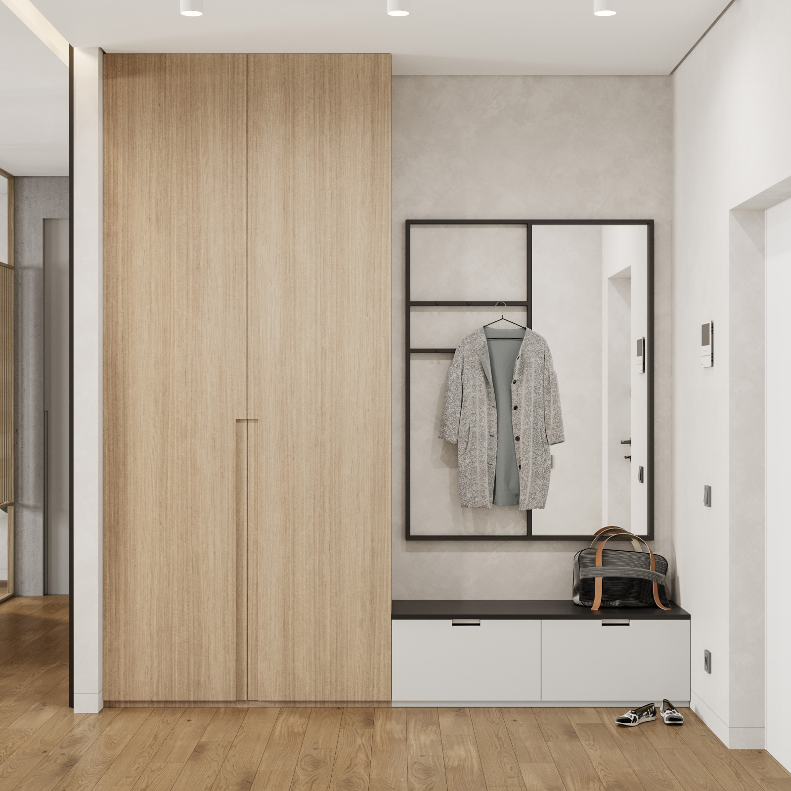 Светлая семейная квартира с синими акцентами 80 м²