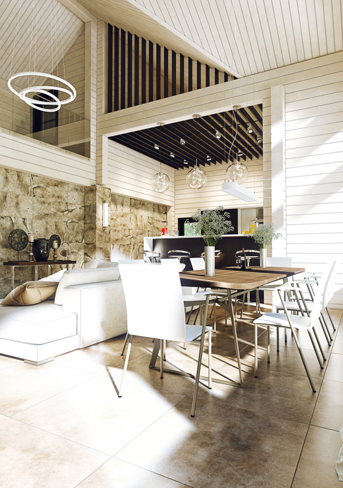 Интерьер дома из клееного бруса