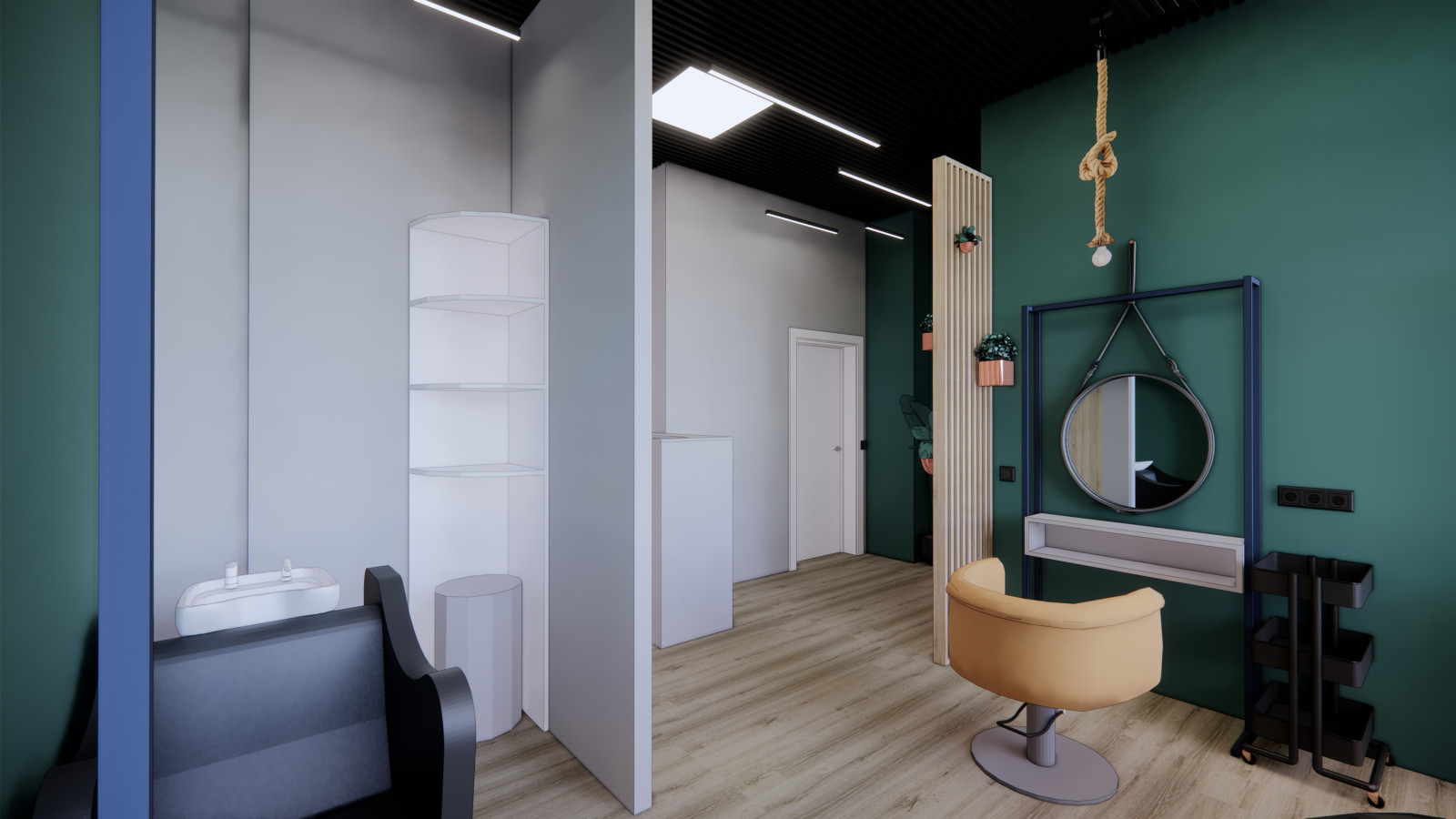 Дизайн-проект студии наращивания волос 30 кв.м.