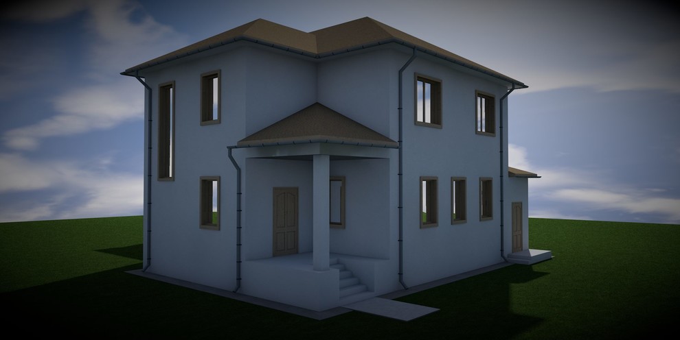 Архитектурное решение 2-х этажного коттеджа площадью 245м2