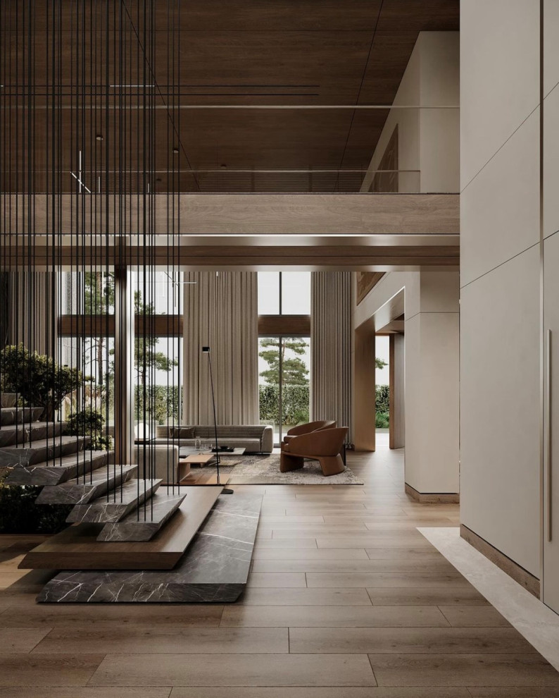 Обложка проекта: The staircase, our bold creation for Villa The combination of textured marble an