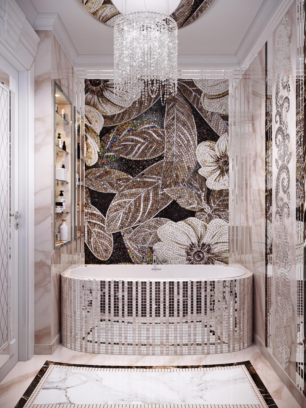 Обложка проекта: Мраморные стены и пол в роскошной ванной