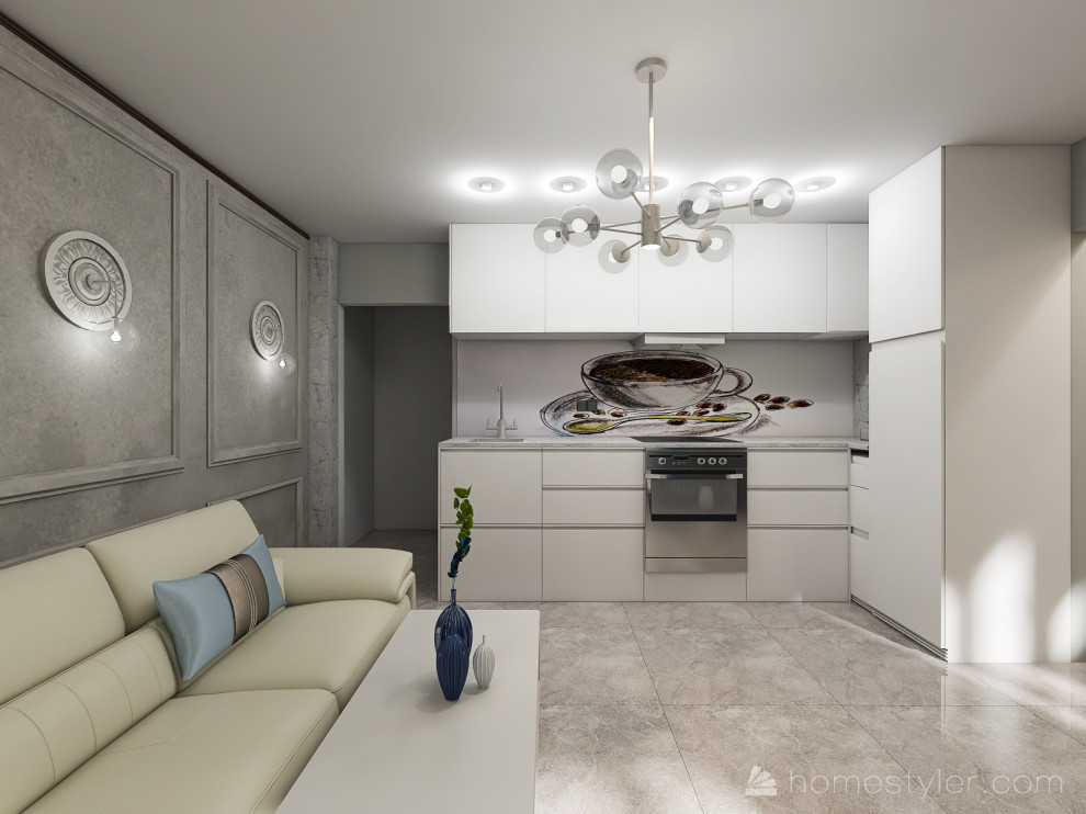 Гостиная на 9 этаже с видом на город (вариант 2)