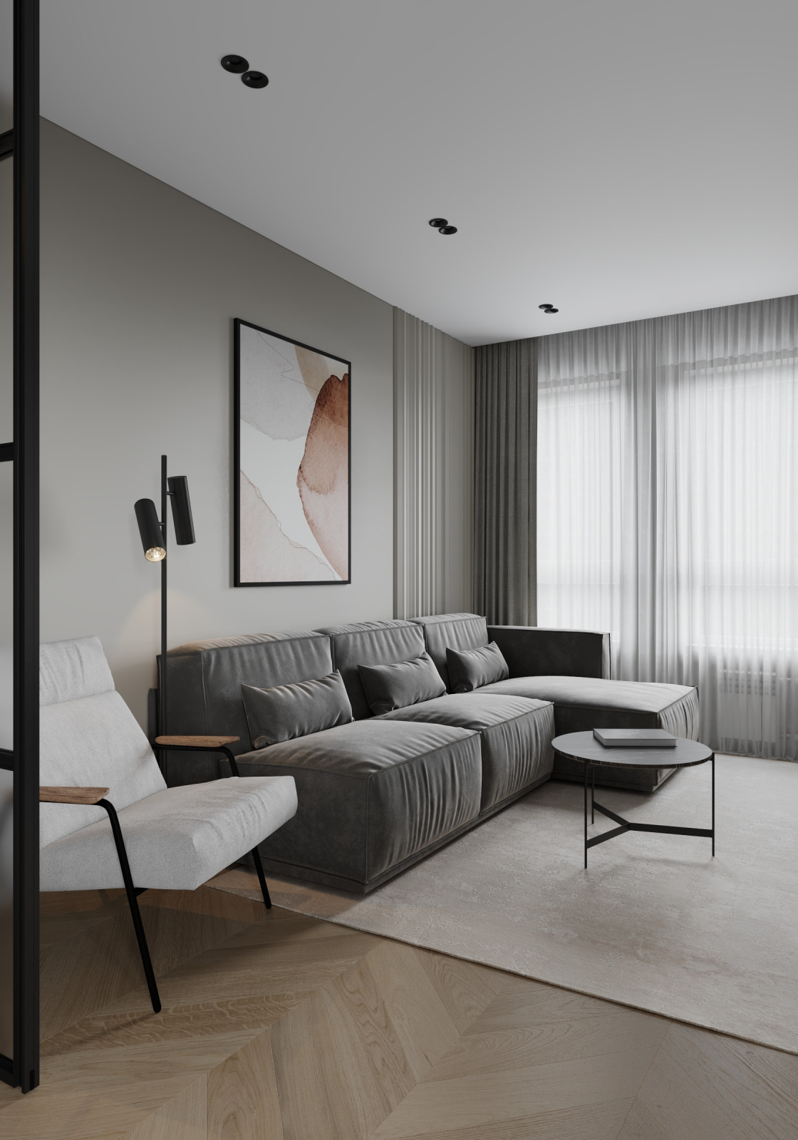 Обложка проекта: Гостиная (ЖК "Квартет", трехкомнатная квартира, Пенза)