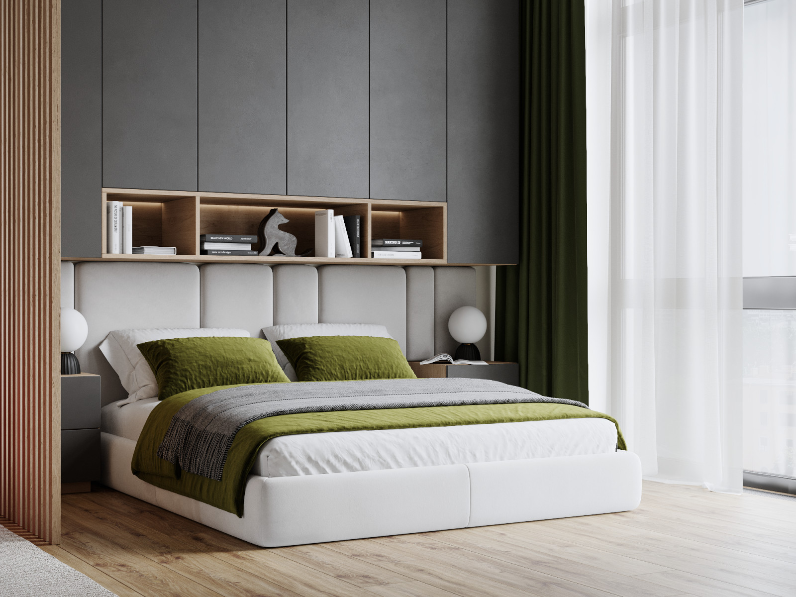 Визуализация интерьера гостиной-спальни