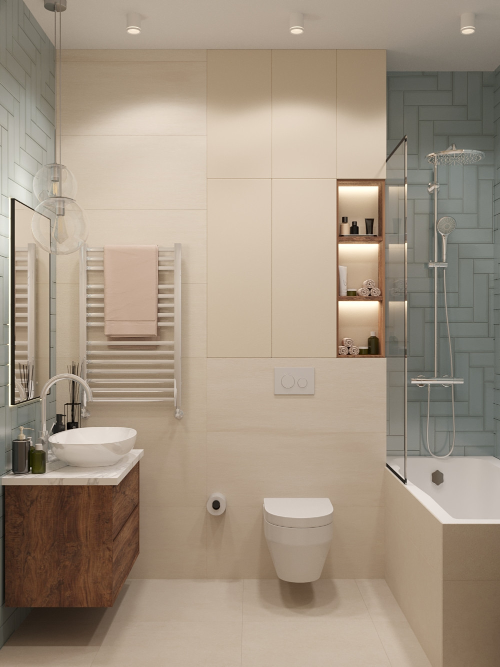 Обложка проекта: Ванная в зеленых тонах