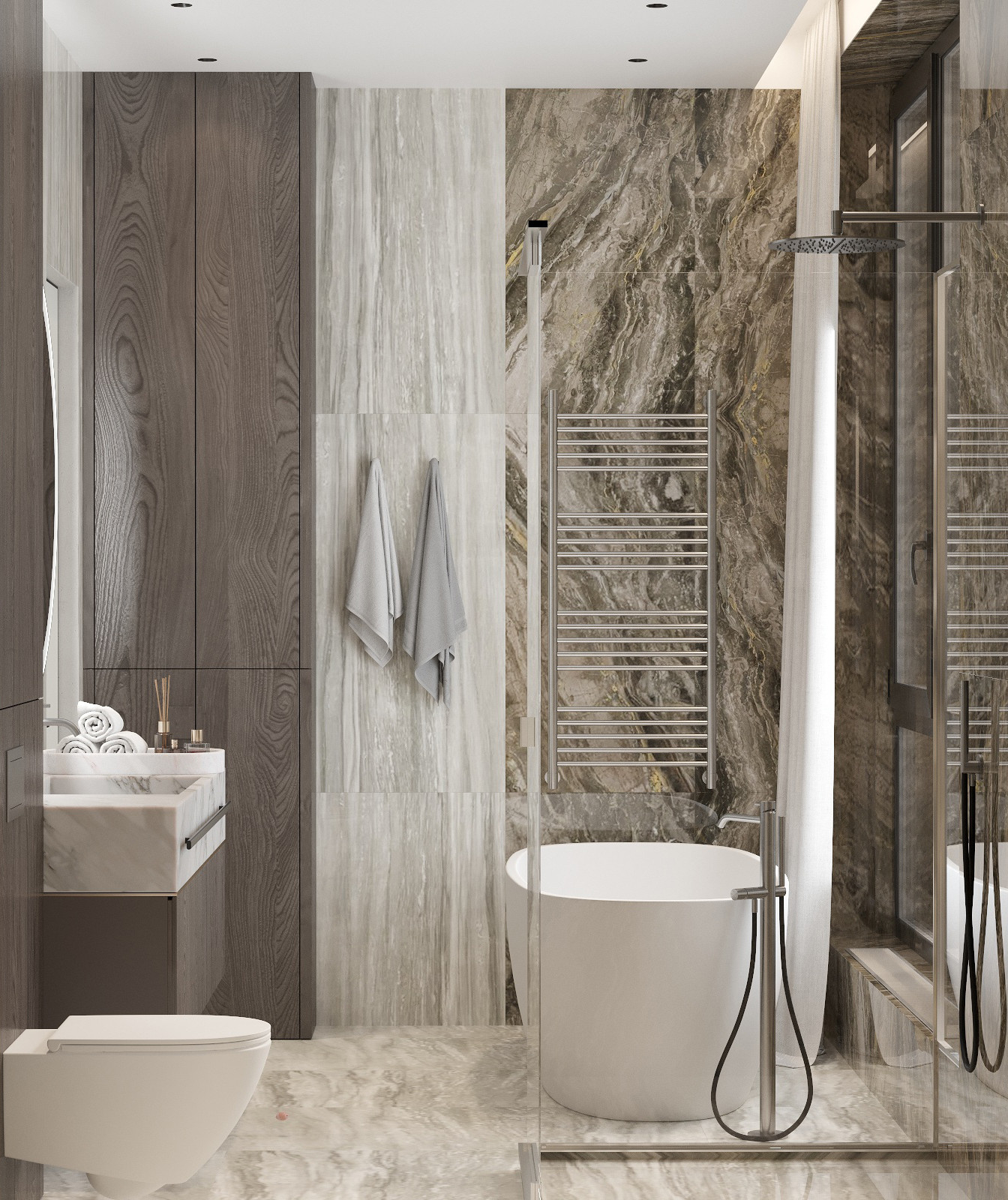 Интерьер видовой квартиры с террасой