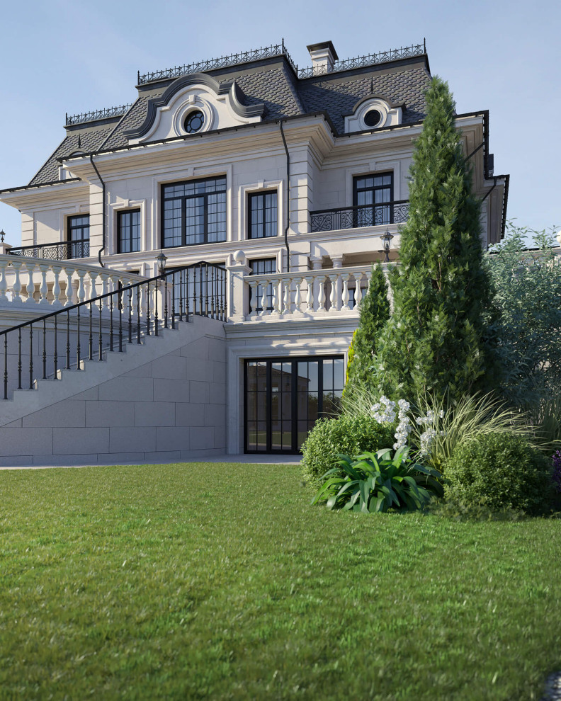 Архитектурный проект жилого дома с бассейном в классическом стиле. 1100кв.м.