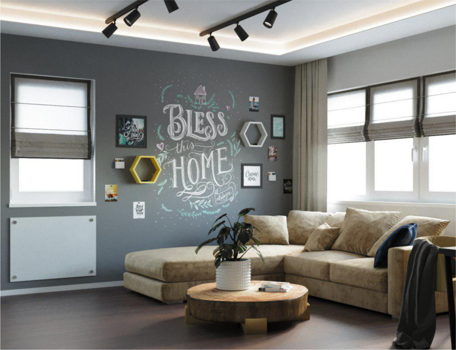 Обложка проекта: Магнитно-меловые обои UNIWALL  для интерьера гостиной