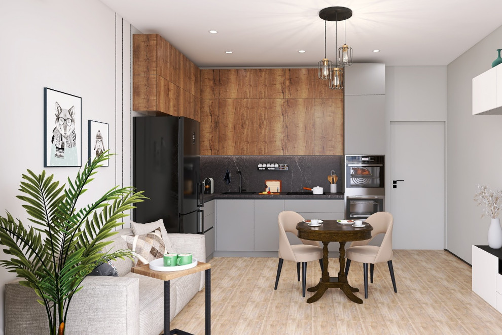 Кухня-гостиная с большим окном