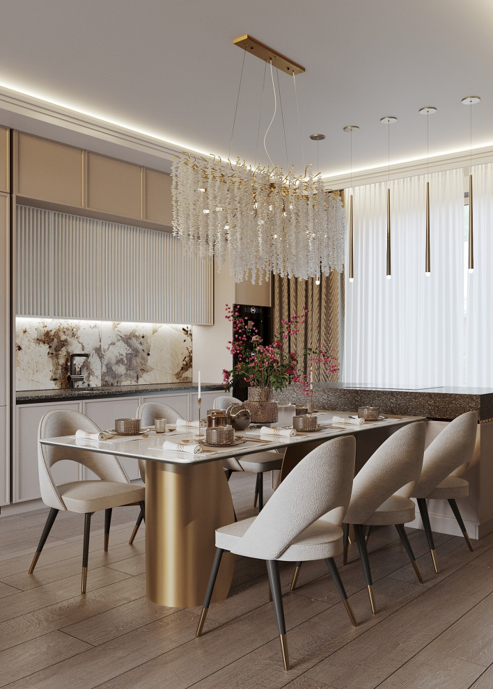 Кухня-гостиная 42 кв.м. в загородном доме