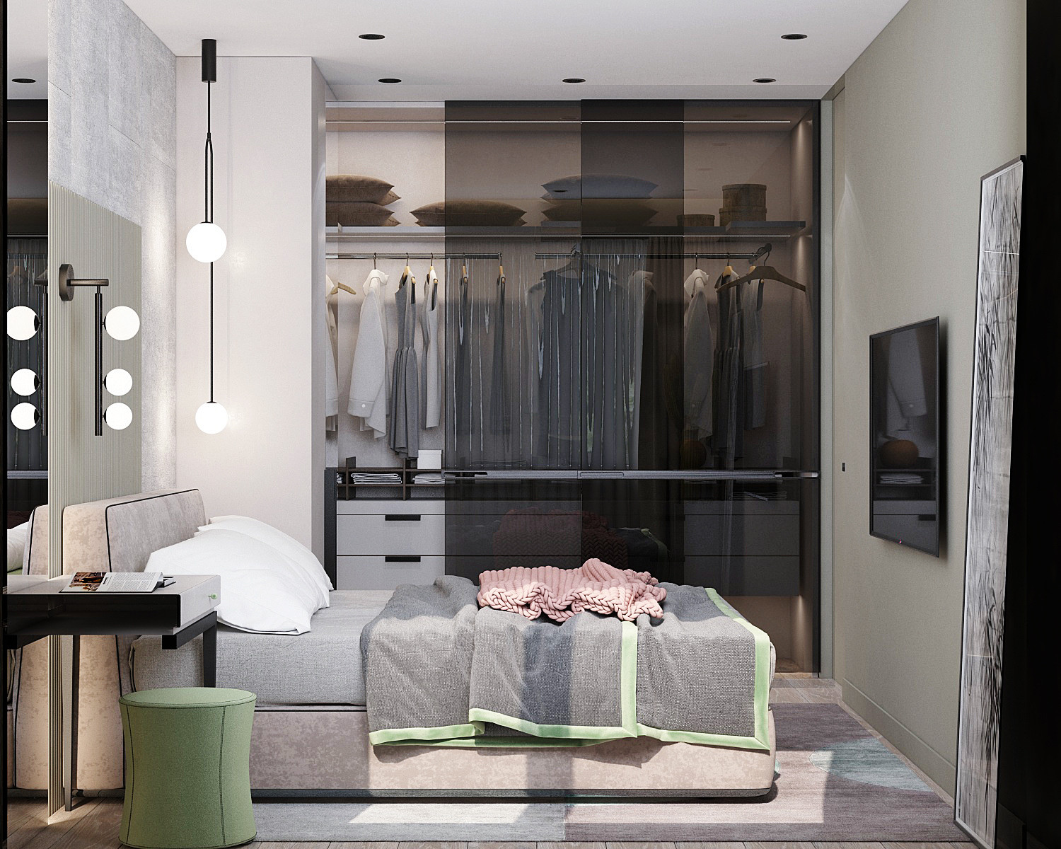 Спальня в апартаментах на Красных Воротах, Москва